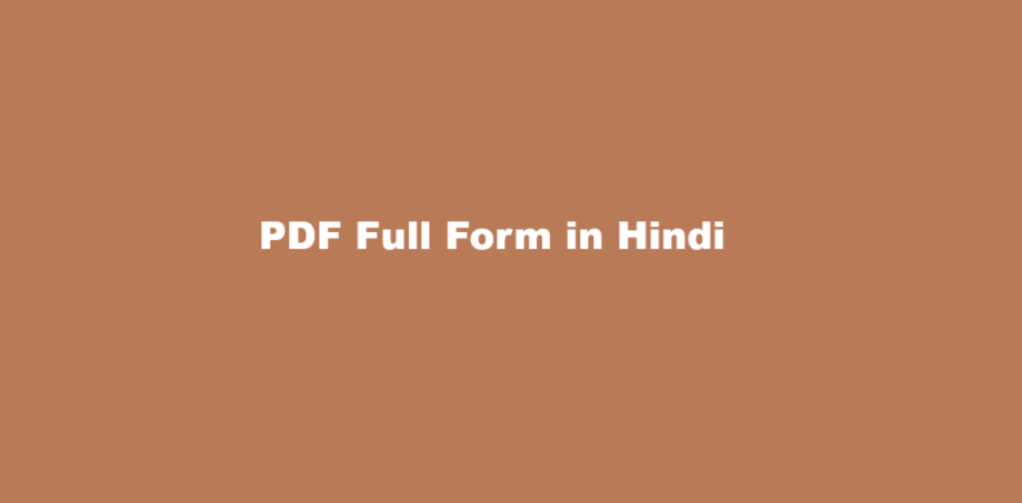pdf full form in hindi